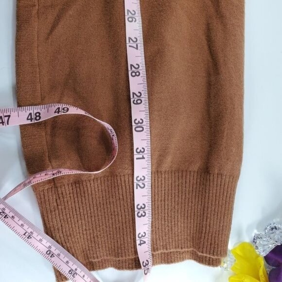 Mak Sweater Shoulder Dress Women Cowl Neck Bodycon Rayon Long Sleeve Rust - Picture 8 of 10